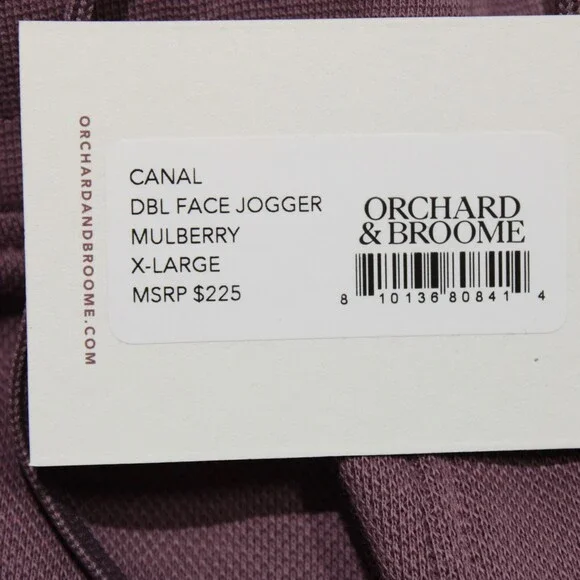 Orchard & Broome NWT Canal Joggers / Sweatpants Size XL US In Mulberry Purple